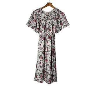 Rebecca Taylor Esmee‎ Floral Silk Blend Midi Dress in Rosebud Womens Size 2